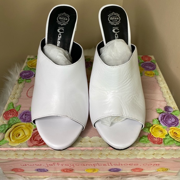 Jeffrey Campbell White Leather Mule Heels - Picture 4 of 12